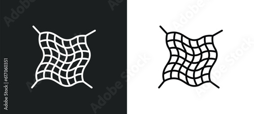 fishing net line icon in white and black colors. fishing net flat vector icon from fishing net collection for web, mobile apps and ui.