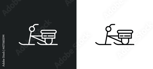 skibob line icon in white and black colors. skibob flat vector icon from skibob collection for web, mobile apps and ui.