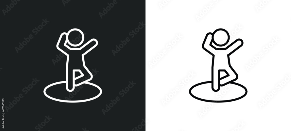 dancing motion line icon in white and black colors. dancing motion flat vector icon from dancing motion collection for web, mobile apps and ui. dancing motion line icon in white and black colors. dancing motion flat vector icon from dancing motion collection for web, mobile apps and ui.