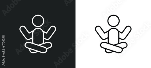 yoga posture line icon in white and black colors. yoga posture flat vector icon from yoga posture collection for web, mobile apps and ui.
