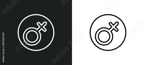 femenine line icon in white and black colors. femenine flat vector icon from femenine collection for web, mobile apps and ui.