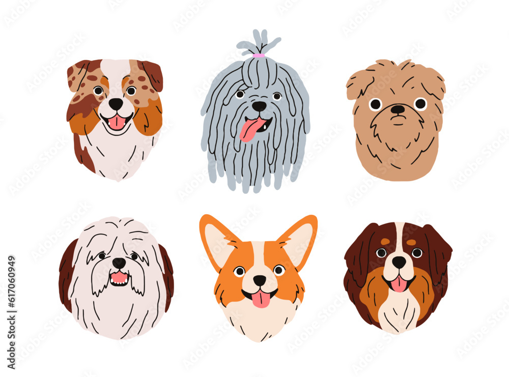 Foto Cute dogs avatars set