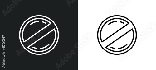 prohibition line icon in white and black colors. prohibition flat vector icon from prohibition collection for web, mobile apps and ui.