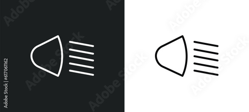 low beam line icon in white and black colors. low beam flat vector icon from low beam collection for web, mobile apps and ui.