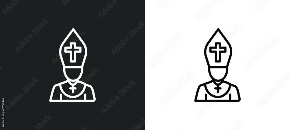 Φωτογραφία pope line icon in white and black colors