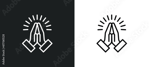 pray line icon in white and black colors. pray flat vector icon from pray collection for web, mobile apps and ui.