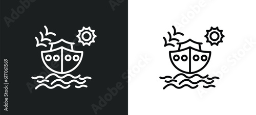 noah ark line icon in white and black colors. noah ark flat vector icon from noah ark collection for web, mobile apps and ui.