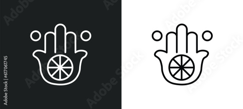 karma line icon in white and black colors. karma flat vector icon from karma collection for web, mobile apps and ui.