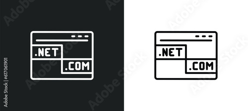 web domain line icon in white and black colors. web domain flat vector icon from web domain collection for mobile apps and ui.