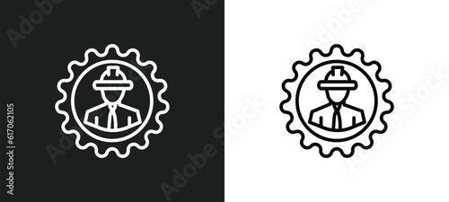 mechanical engineer line icon in white and black colors. mechanical engineer flat vector icon from mechanical engineer collection for web, mobile apps and ui.