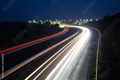 Highway Trails: Captivating Long Exposure Light Streaks at Junction 8/9 on the M40 Create a Spectacular Visual Display