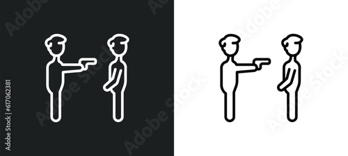 police arresting man line icon in white and black colors. police arresting man flat vector icon from police arresting man collection for web, mobile apps and ui.