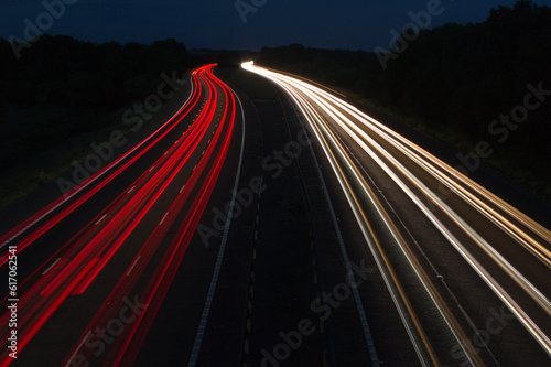 Illuminated Freeway: Long Exposure Light Trails Paint a Spectacular Tapestry of Motion and Speed