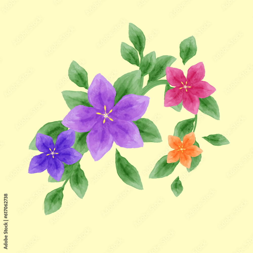 Watercolor flower illustration for background and invitation card