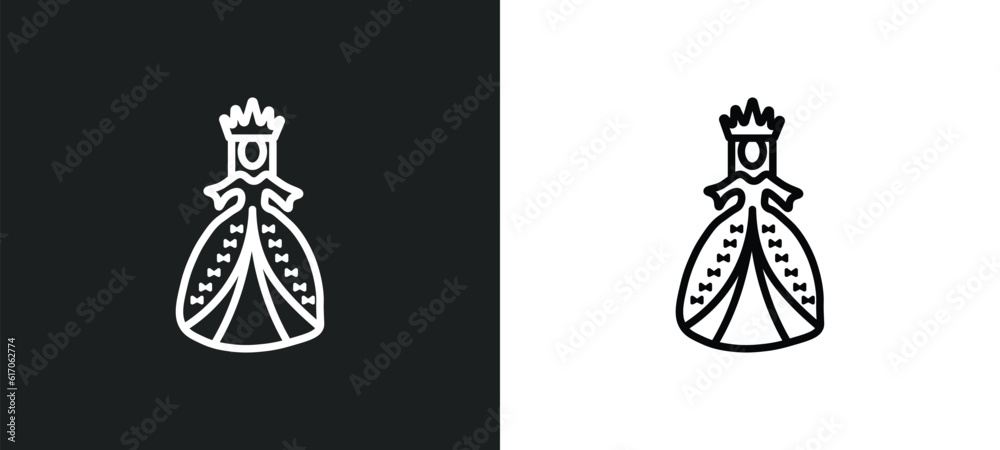 princes line icon in white and black colors. princes flat vector icon from princes collection for web, mobile apps and ui.