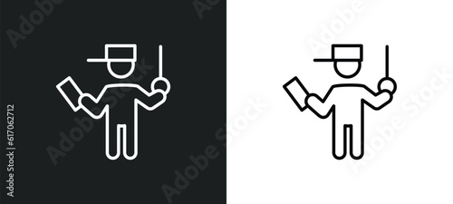 ticket collector line icon in white and black colors. ticket collector flat vector icon from ticket collector collection for web, mobile apps and ui.
