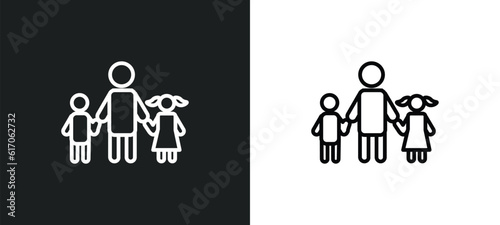 father and children line icon in white and black colors. father and children flat vector icon from father children collection for web  mobile apps ui.