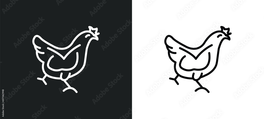 chichen hen line icon in white and black colors. chichen hen flat vector icon from chichen hen collection for web, mobile apps and ui. chichen hen line icon in white and black colors. chichen hen flat vector icon from chichen hen collection for web, mobile apps and ui.