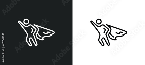 super hero line icon in white and black colors. super hero flat vector icon from super hero collection for web, mobile apps and ui.