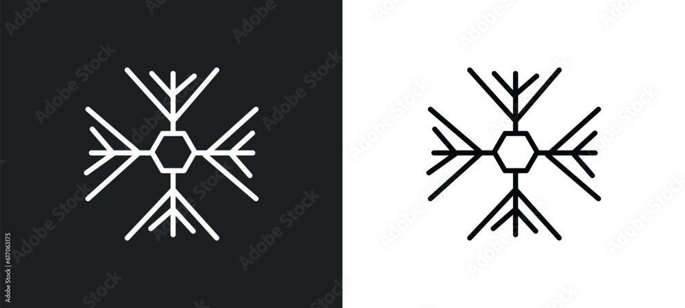 big snowflake line icon in white and black colors. big snowflake flat vector icon from big snowflake collection for web, mobile apps and ui. big snowflake line icon in white and black colors. big snowflake flat vector icon from big snowflake collection for web, mobile apps and ui.