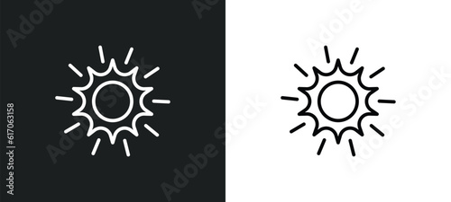 shining sun with rays line icon in white and black colors. shining sun with rays flat vector icon from shining sun with rays collection for web, mobile apps and ui.
