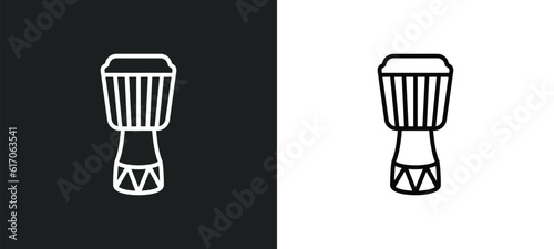 djembe line icon in white and black colors. djembe flat vector icon from djembe collection for web  mobile apps and ui.
