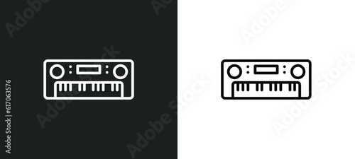 synthesizer line icon in white and black colors. synthesizer flat vector icon from synthesizer collection for web, mobile apps and ui.