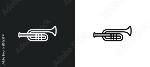 trombone line icon in white and black colors. trombone flat vector icon from trombone collection for web, mobile apps and ui.