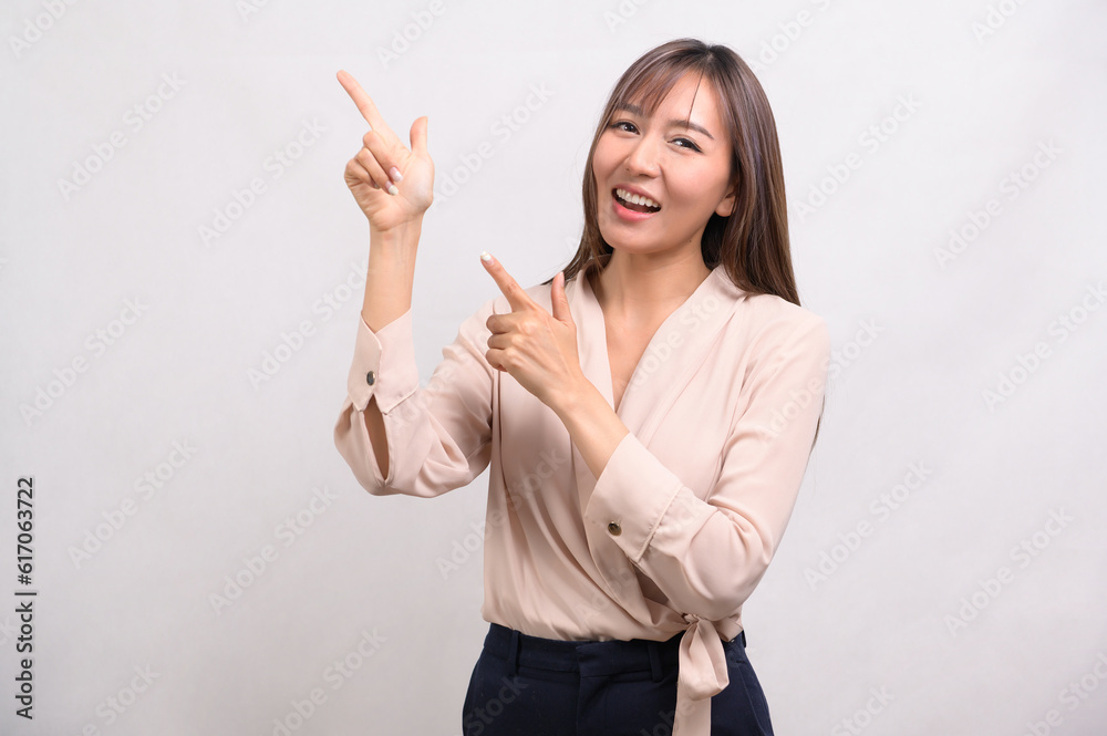Portrait of beautiful asian businesswoman over white background studio Portrait of beautiful asian businesswoman over white background studio