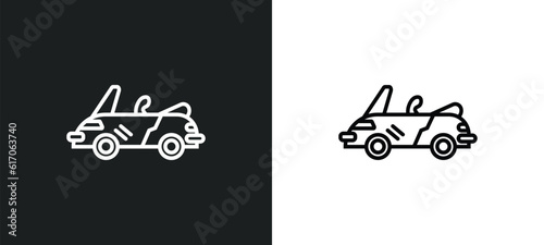 convertible car line icon in white and black colors. convertible car flat vector icon from convertible car collection for web, mobile apps and ui.