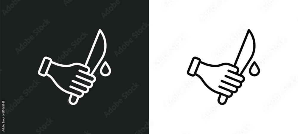 murder line icon in white and black colors. murder flat vector icon from murder collection for web, mobile apps and ui. murder line icon in white and black colors. murder flat vector icon from murder collection for web, mobile apps and ui.