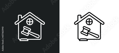 real estate law line icon in white and black colors. real estate law flat vector icon from real estate law collection for web, mobile apps and ui.