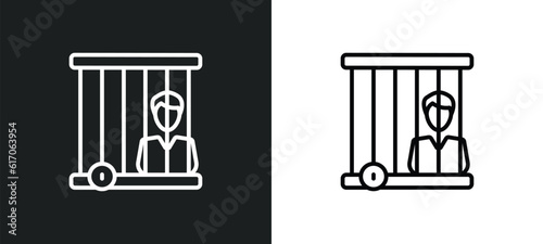 prisioner line icon in white and black colors. prisioner flat vector icon from prisioner collection for web, mobile apps and ui. photo