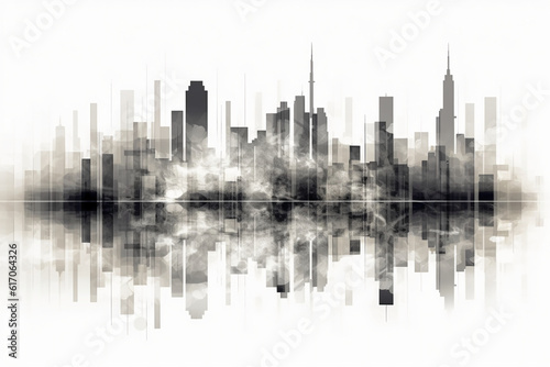 Geometric city skyline with a light grey gradient. AI generative © SANGHYUN