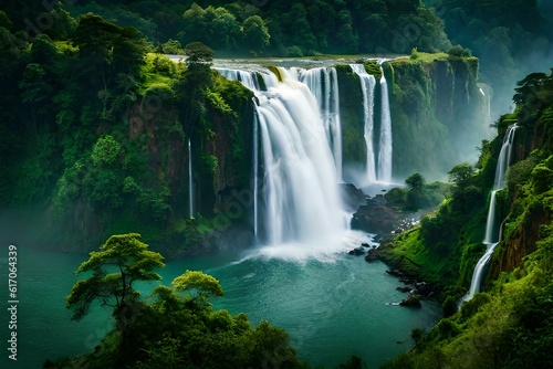 waterfall in the forest generated by AI