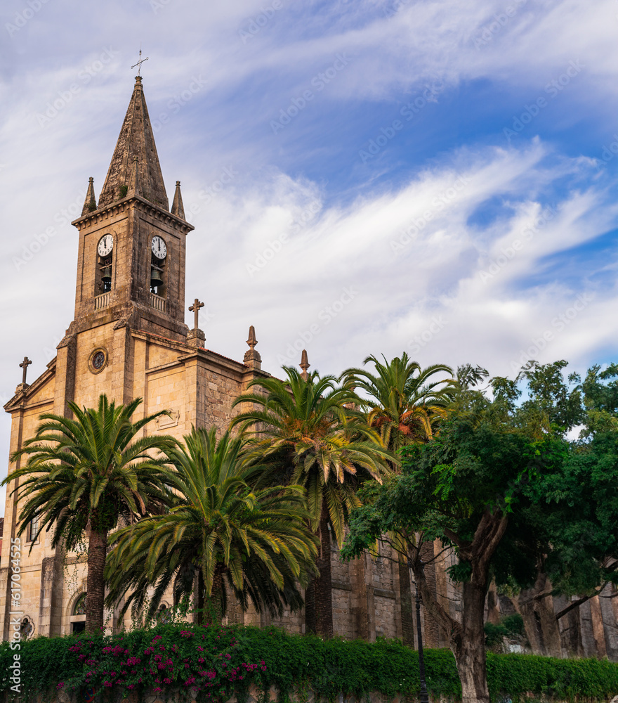 View of a beautiful Church in the small town of Caldas del Rey. Photograph taken in Pontevedra, Spain.