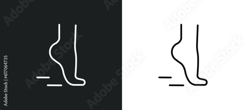 tiptoe feet line icon in white and black colors. tiptoe feet flat vector icon from tiptoe feet collection for web, mobile apps and ui.