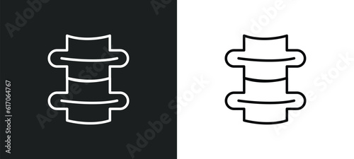spine bone line icon in white and black colors. spine bone flat vector icon from spine bone collection for web, mobile apps and ui.
