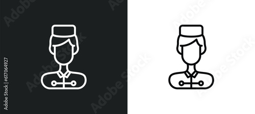 bellboy line icon in white and black colors. bellboy flat vector icon from bellboy collection for web, mobile apps and ui.