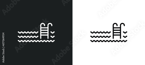 pool line icon in white and black colors. pool flat vector icon from pool collection for web, mobile apps and ui.
