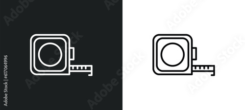 measure tape line icon in white and black colors. measure tape flat vector icon from measure tape collection for web, mobile apps and ui.