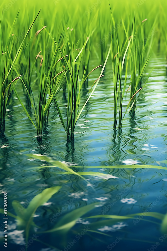 Grass in the water. AI generative Grass in the water. AI generative