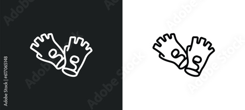 fitness gloves line icon in white and black colors. fitness gloves flat vector icon from fitness gloves collection for web, mobile apps and ui.