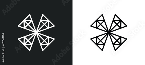 polygonal windmill line icon in white and black colors. polygonal windmill flat vector icon from polygonal windmill collection for web, mobile apps and ui.