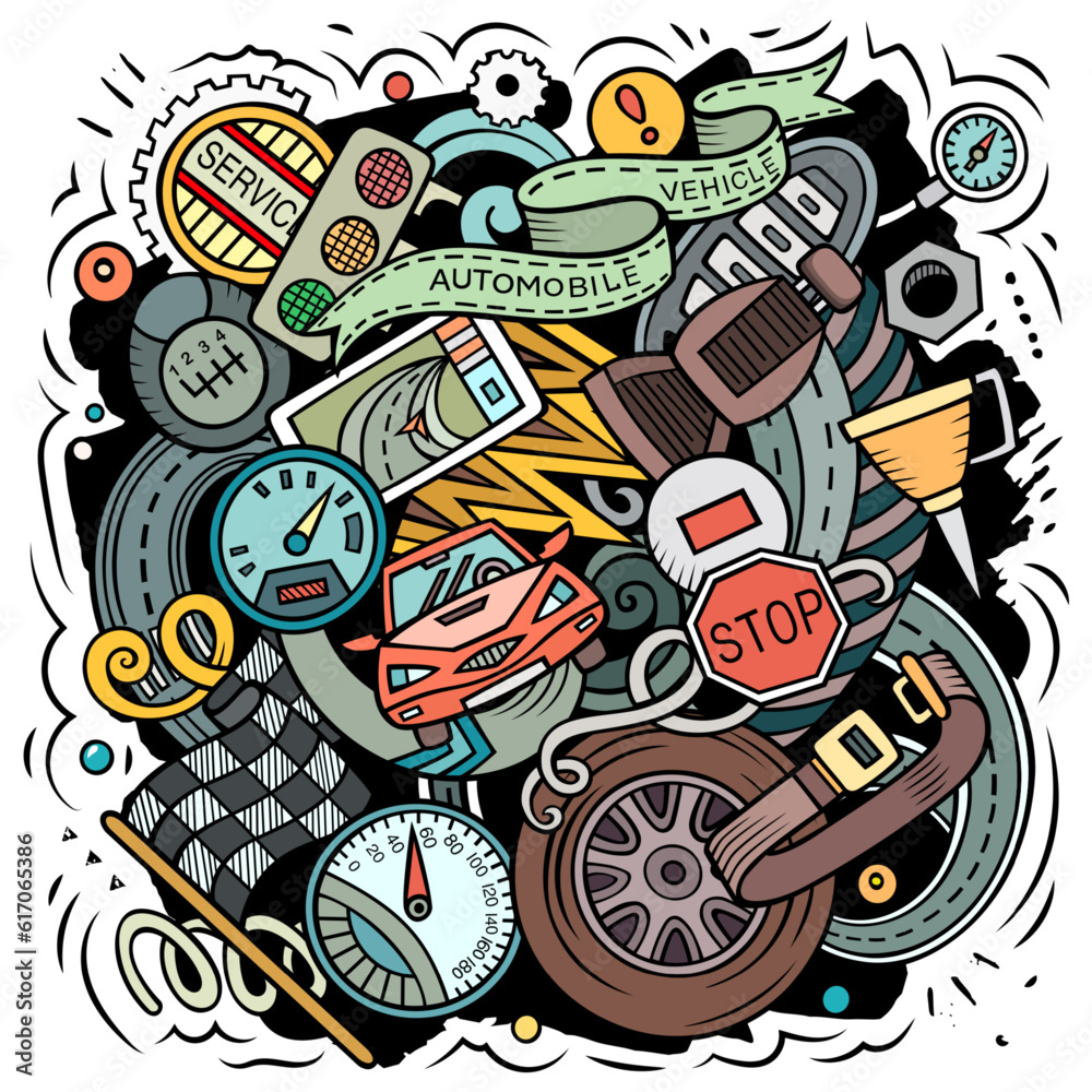 Auto Service cartoon vector doodle illustration Auto Service cartoon vector doodle illustration
