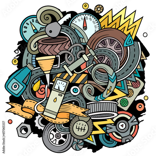 Auto Service cartoon vector doodle illustration