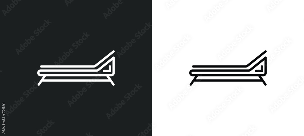 lounger line icon in white and black colors. lounger flat vector icon from lounger collection for web, mobile apps and ui. lounger line icon in white and black colors. lounger flat vector icon from lounger collection for web, mobile apps and ui.