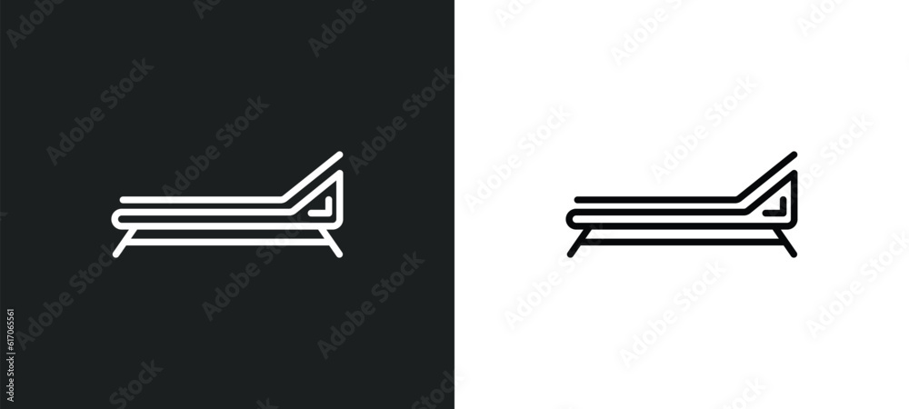 lounger line icon in white and black colors. lounger flat vector icon from lounger collection for web, mobile apps and ui.