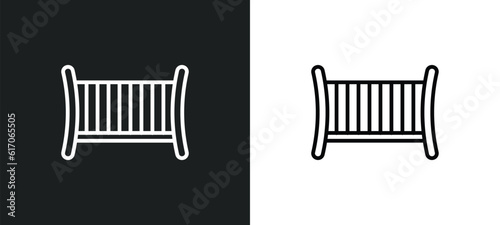 crib line icon in white and black colors. crib flat vector icon from crib collection for web, mobile apps and ui.