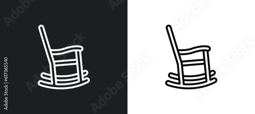 rocking chair line icon in white and black colors. rocking chair flat vector icon from rocking chair collection for web, mobile apps and ui.